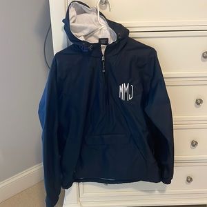Charles River pullover rain jacket with monogram
